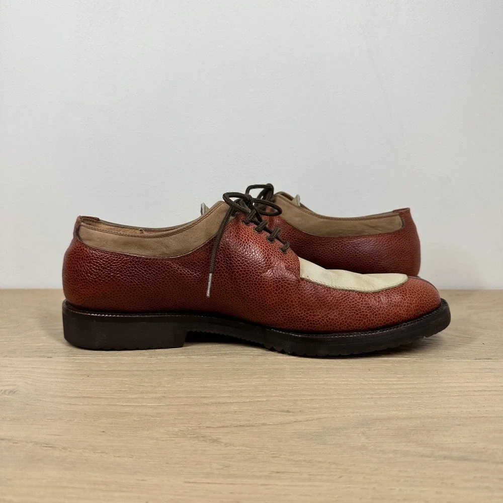 Salvatore Ferragamo Oxford Shoes Men 7.5 Brown Leather Suede Spectator Italy
